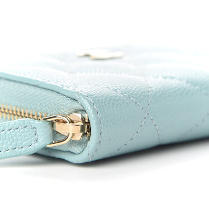 Chanel Caviar Quilted Zip Coin Purse Light Blue 5 of 10