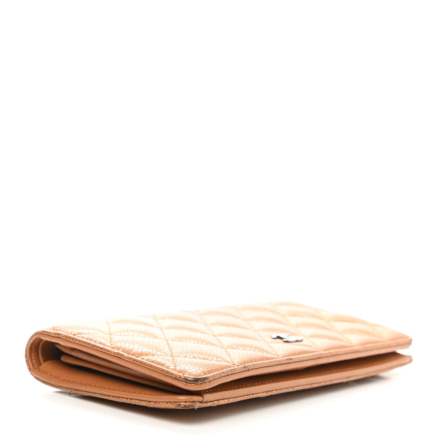 Chanel Metallic Caviar Quilted Yen Wallet Gold 4 of 11