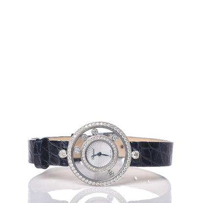 Chopard 18K White Gold Alligator Diamond Bezel 25mm Happy Diamonds Icons Quartz Watch 3 of 7