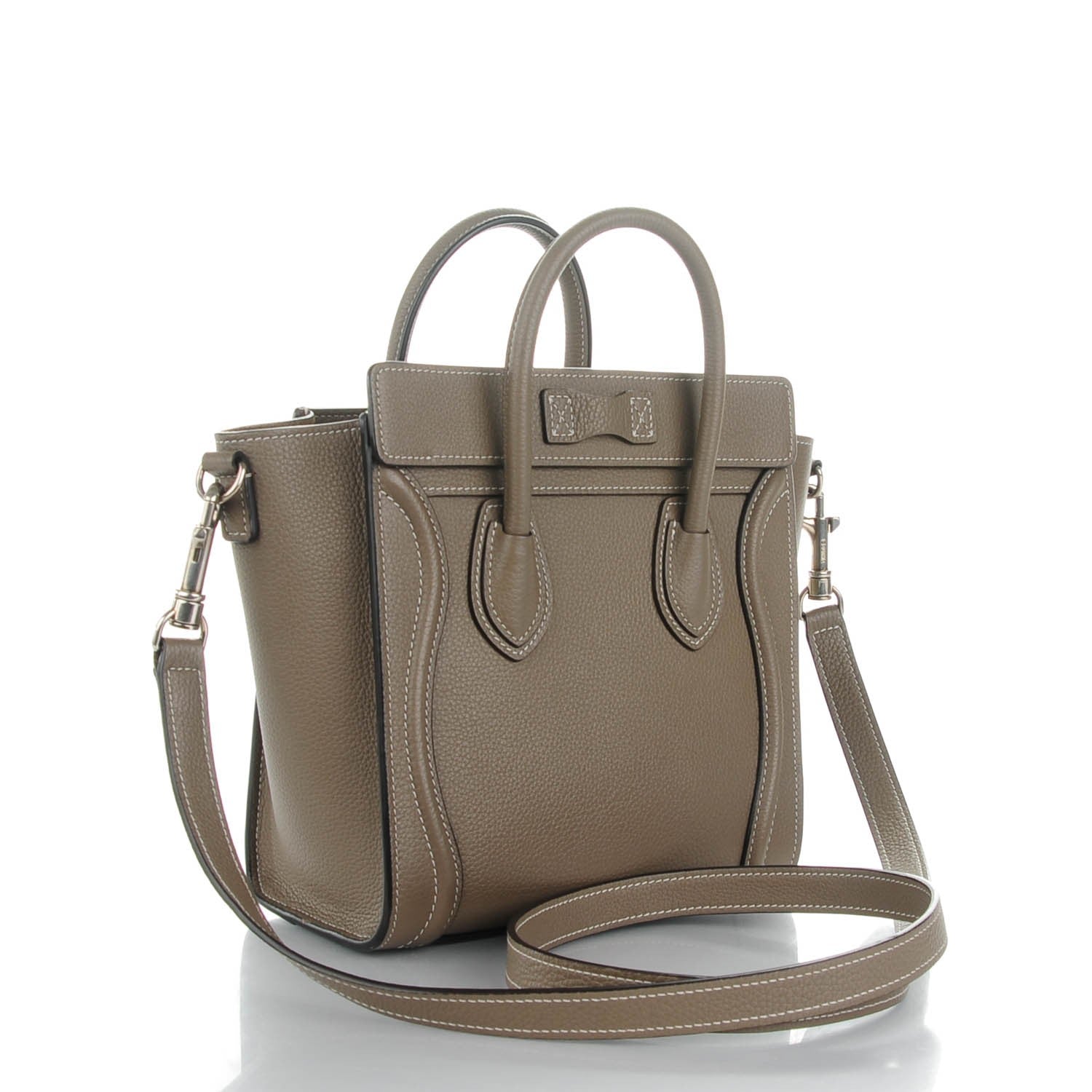 Celine Drummed Calfskin Nano Luggage Souris 3 of 7