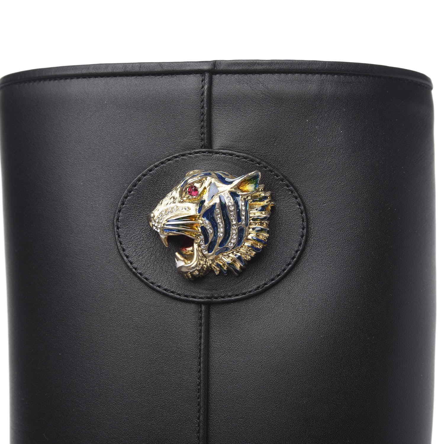 Gucci Calfskin Tiger Head Tall Boots 37 Black 7 of 11