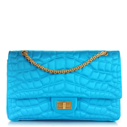 Chanel Satin Coco's Croc 2.55 Reissue 227 Flap Turquoise 1 of 8