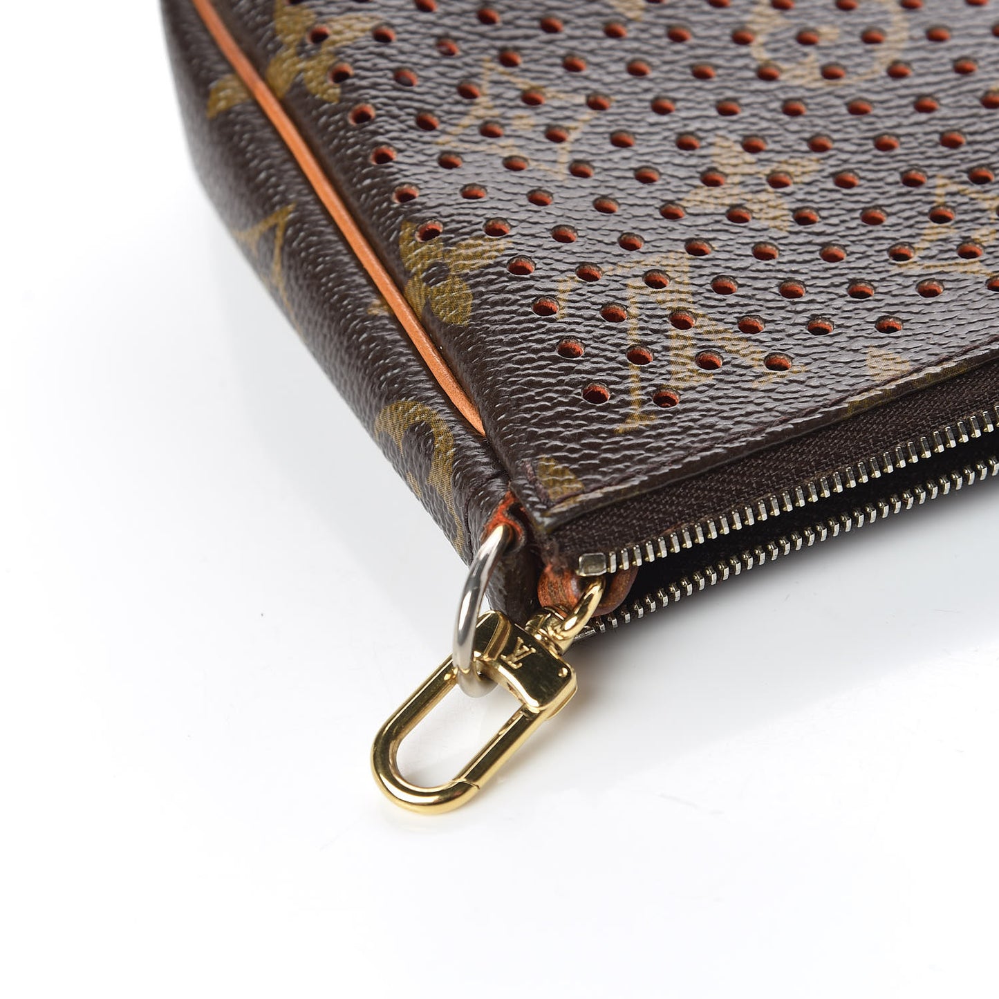 Monogram Perforated Pochette Accessories Bag Orange