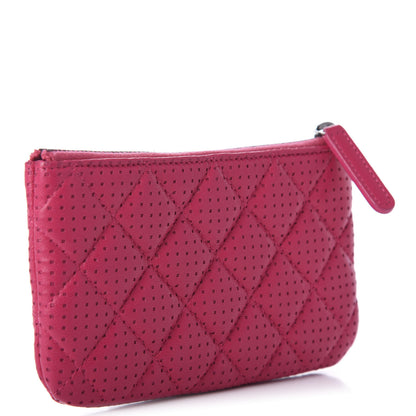 Chanel Perforated Lambskin Quilted Small Cosmetic Case Pink 3 of 11