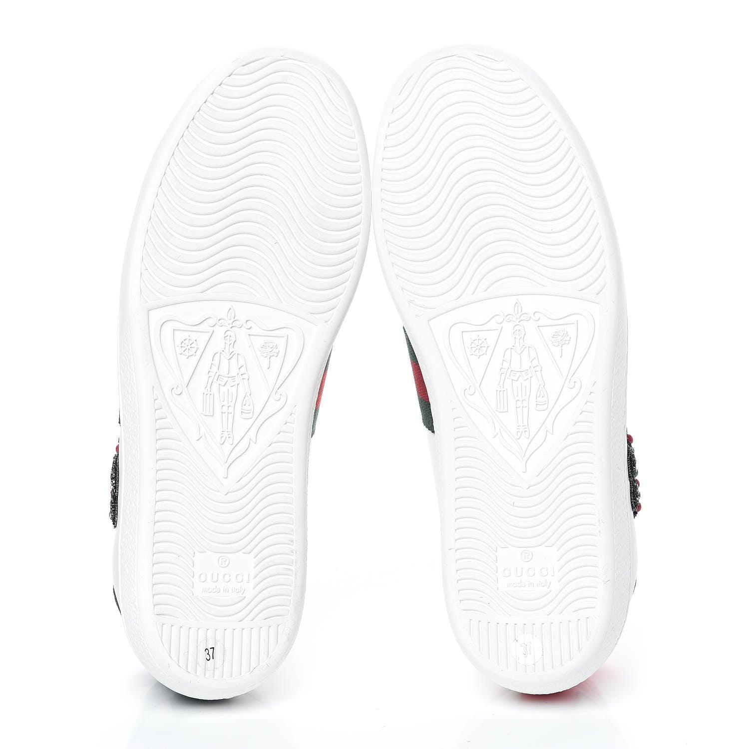 Gucci Calfskin Web Studded Arrow Ace Sneakers 37 White 5 of 7
