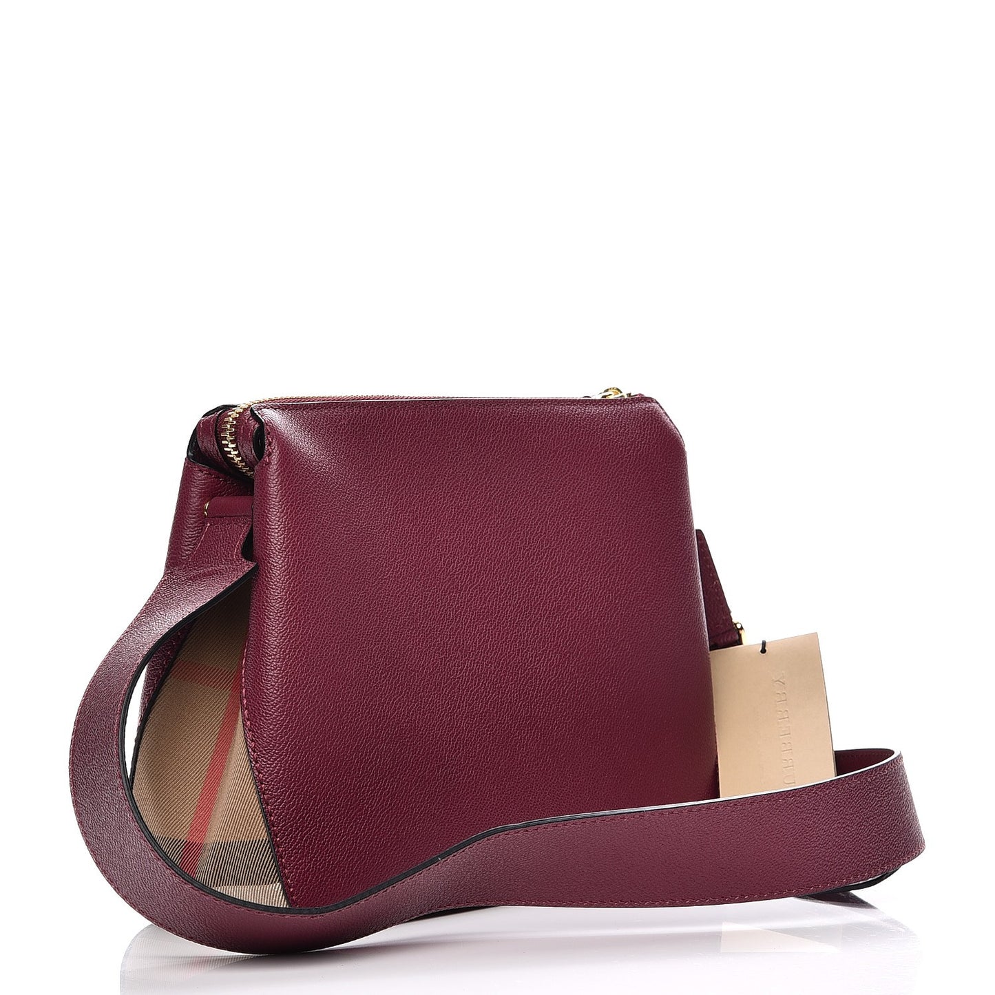Soft Grain Calfskin House Check Small Helmsley Crossbody Dark Plum