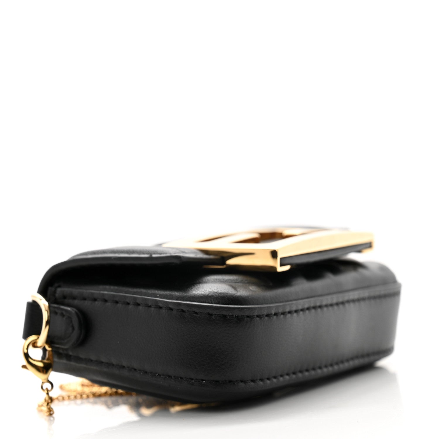Fendi Nappa Matisse FF Embossed Nano Maxi Buckle Baguette Charm Black 7 of 9