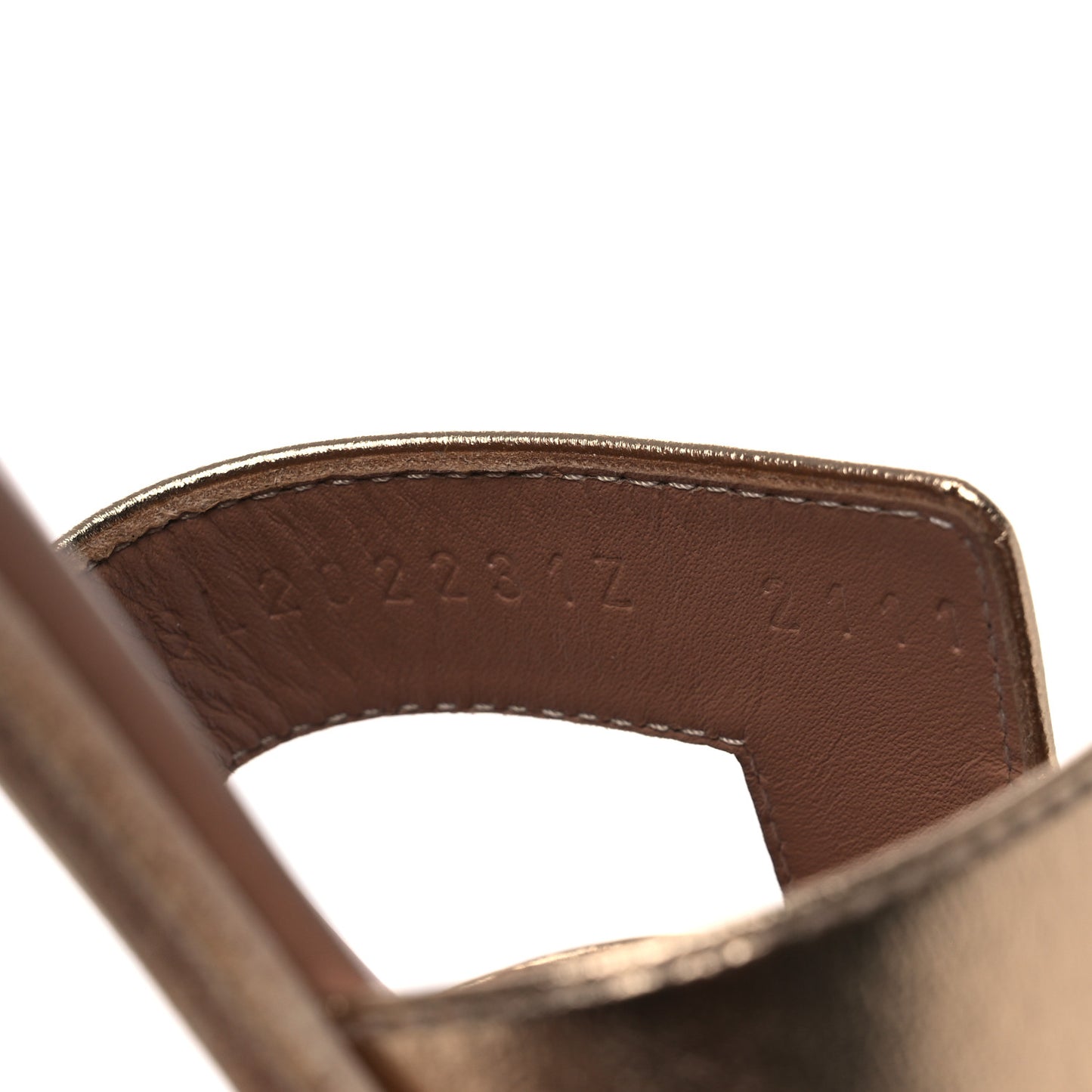 Metallic Calfskin Oran Sandals 38.5 Rose Dore