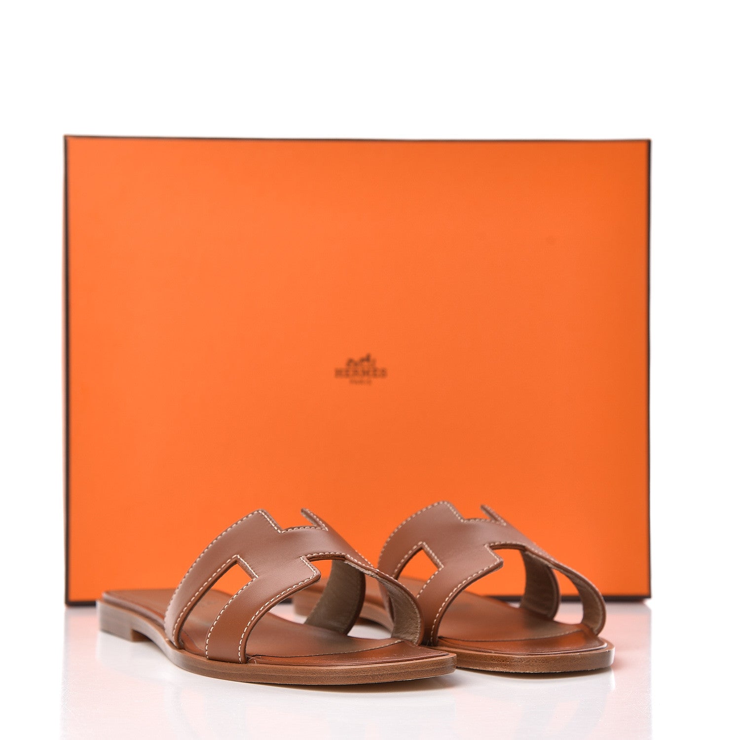 Hermes Box Calfskin Oran Sandals 36 Gold 10 of 10