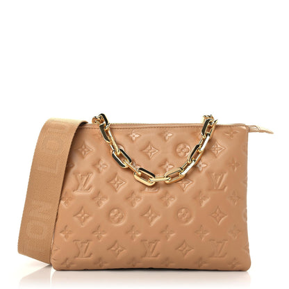 Louis Vuitton Lambskin Embossed Monogram Coussin PM Camel 1 of 11