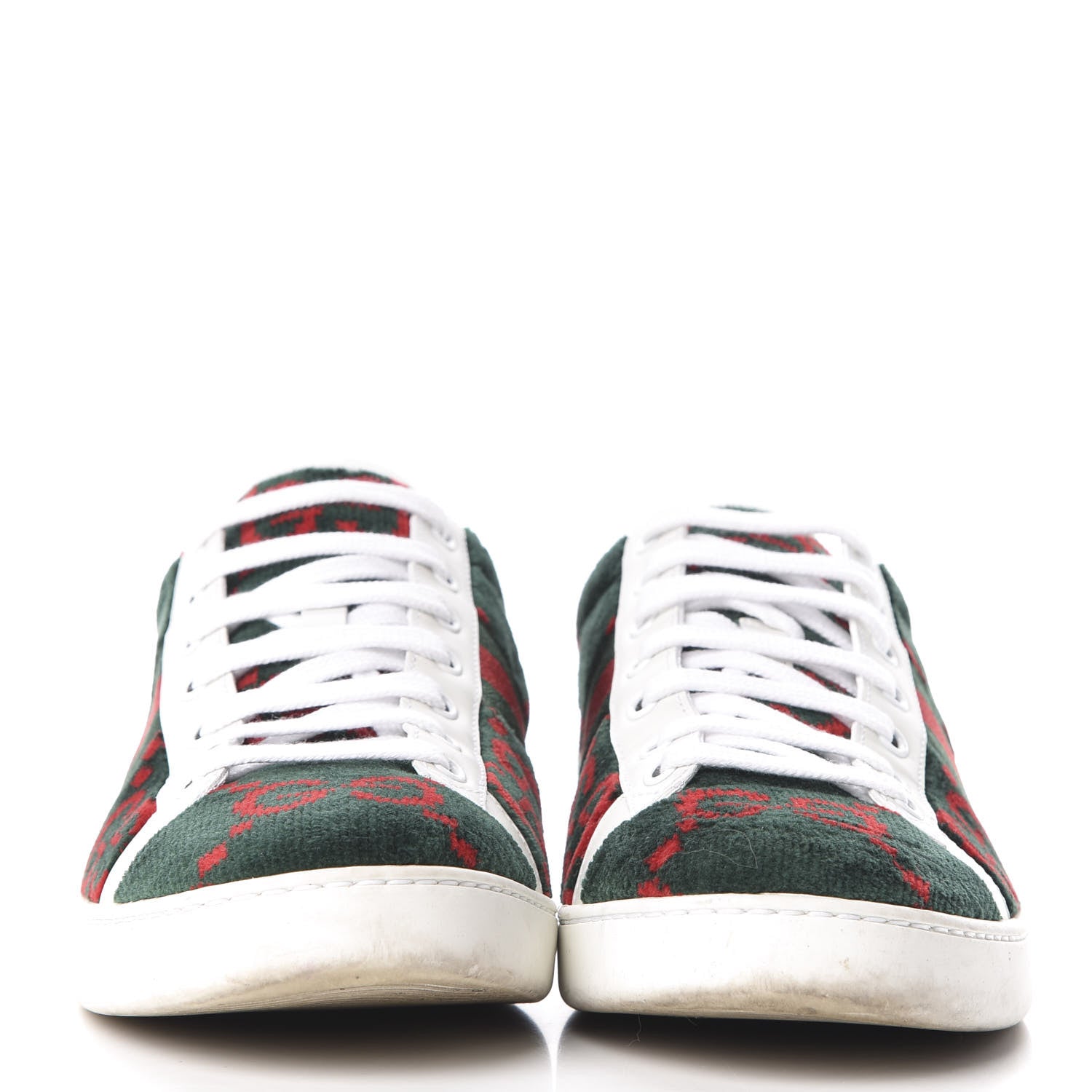 Gucci Terry Cloth GG Monogram Web Womens Ace Sneakers 41 Green Red 2 of 10