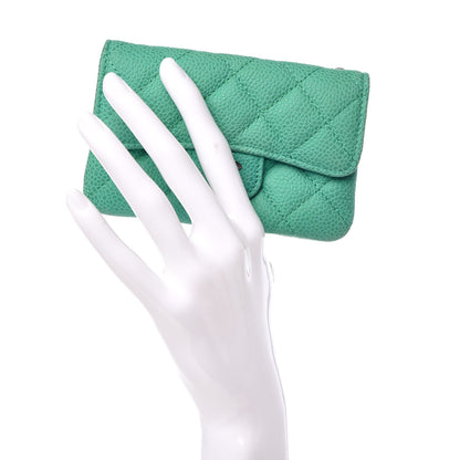 Chanel Iridescent Caviar Quilted CC Card Holder Green 2 of 9