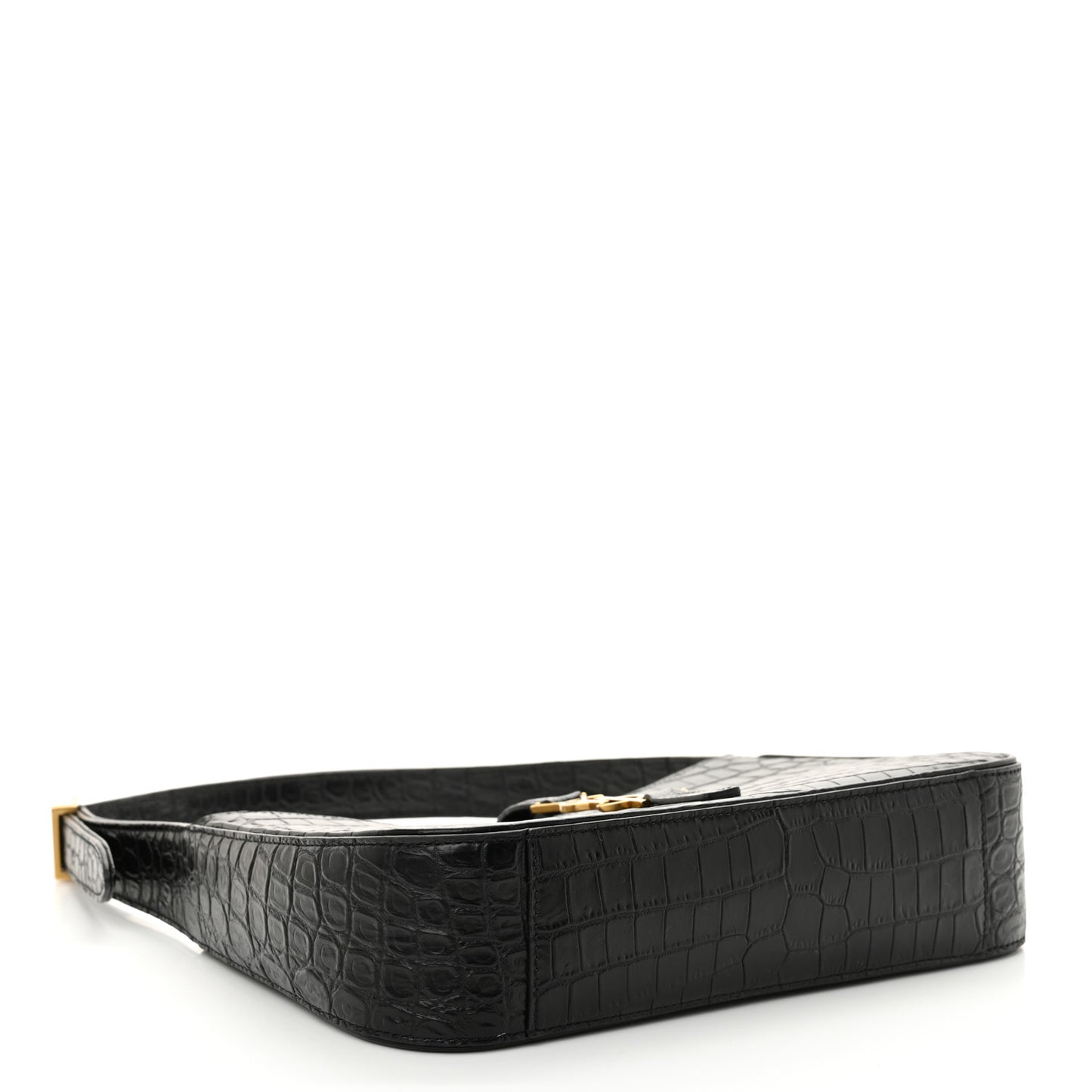 Calfskin Crocodile Embossed Le 5 A 7 Hobo Black