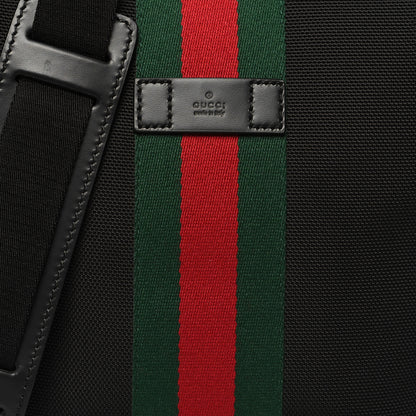 Gucci Techno Canvas Selleria Calfskin Web Small Flat Messenger Bag Black 8 of 10