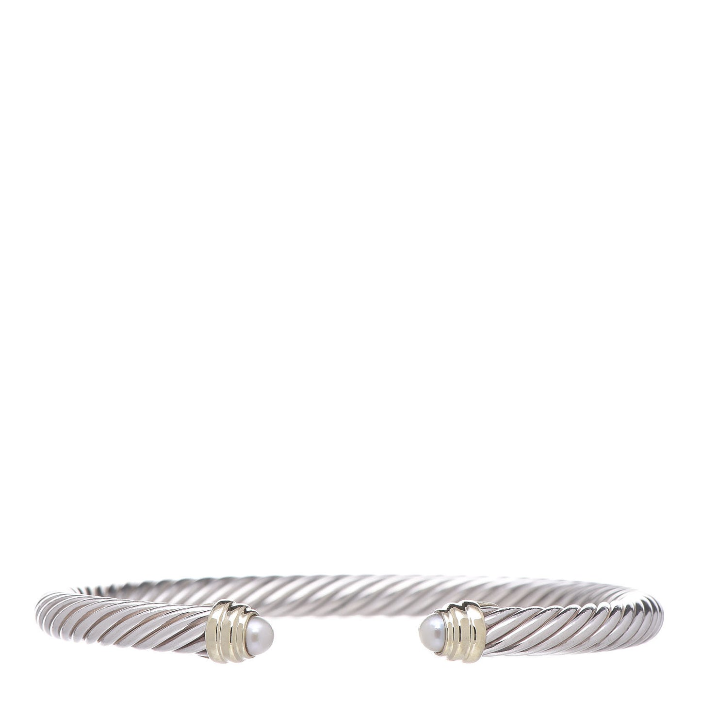 Sterling Silver 14K Yellow Gold Pearl 5mm Cable Classics Petite Color Bracelet