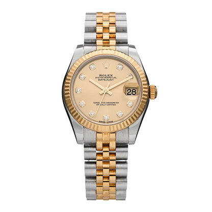 Rolex Stainless Steel 18K Yellow Gold Diamond 31mm Oyster Perpetual Datejust Watch Champagne 178273 1 of 5