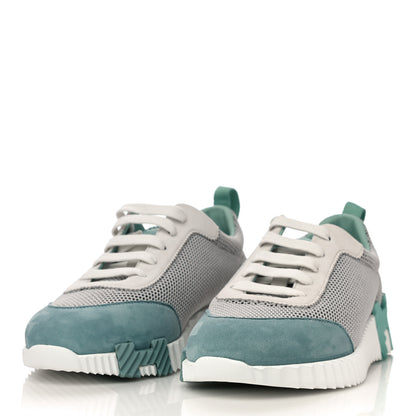 Hermes Air Mesh Suede Goatskin Bouncing Sneakers 37.5 Vert D'Eau 4 of 9