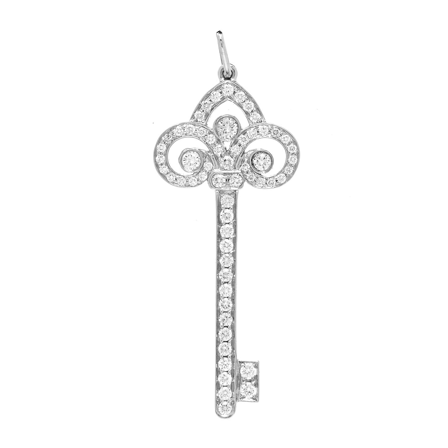 Platinum Diamond .41ct Fleur De Lis Key Pendant