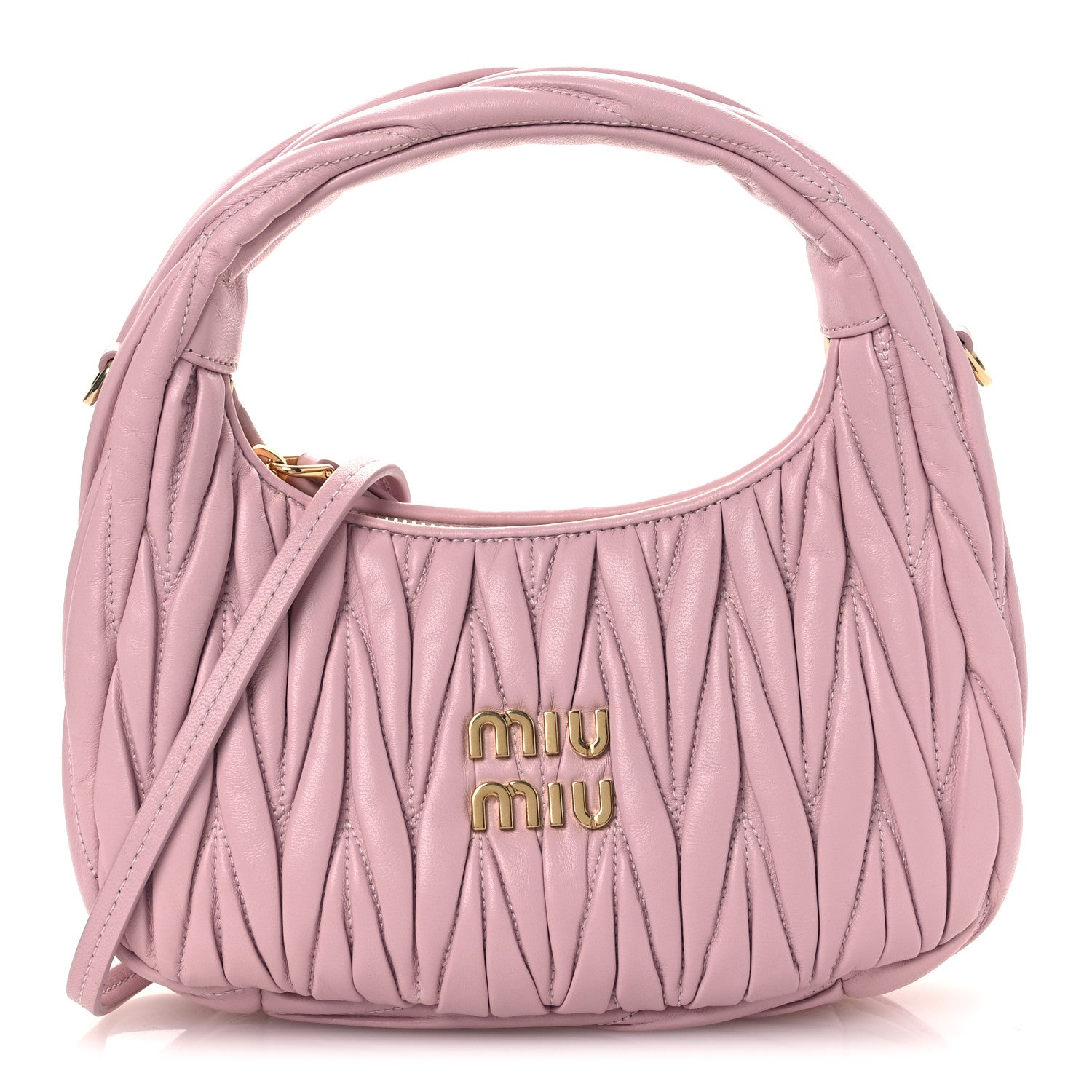 Miu Miu Nappa Matelasse Small Wander Hobo Alabaster Pink 1 of 10