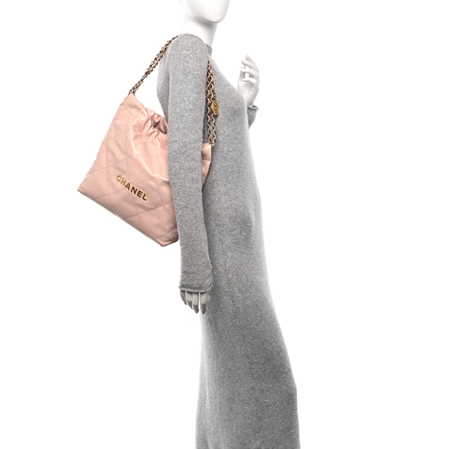 Calfskin Quilted Small Chanel 22 Light Pink