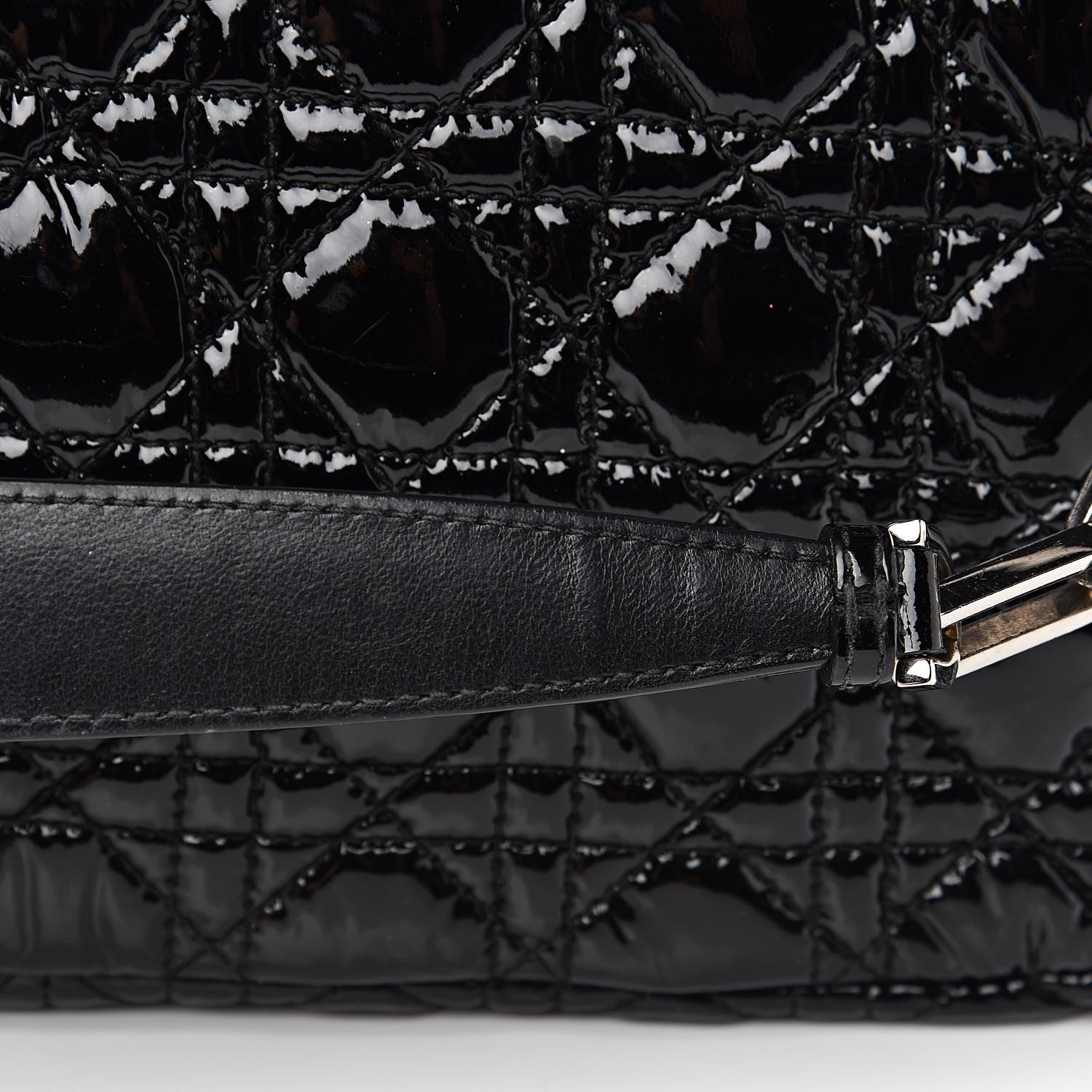 Christian Dior Patent Cannage Large New Lock Flap Bag Black 10 of 15