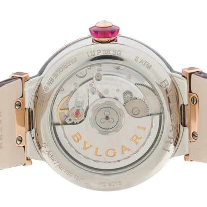 Bulgari Stainless Steel 18K Rose Gold Alligator Diamond 33mm LVCEA Quartz Watch Burgundy 4 of 5