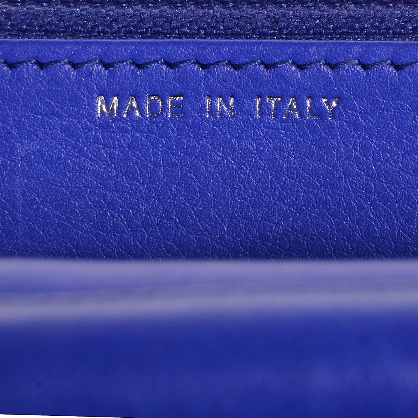 Calfskin Quilted Fancy CC Wallet On Chain WOC Blue