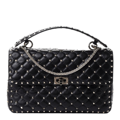 Valentino Garavani Lambskin Large Rockstud Spike Shoulder Bag Black 1 of 4