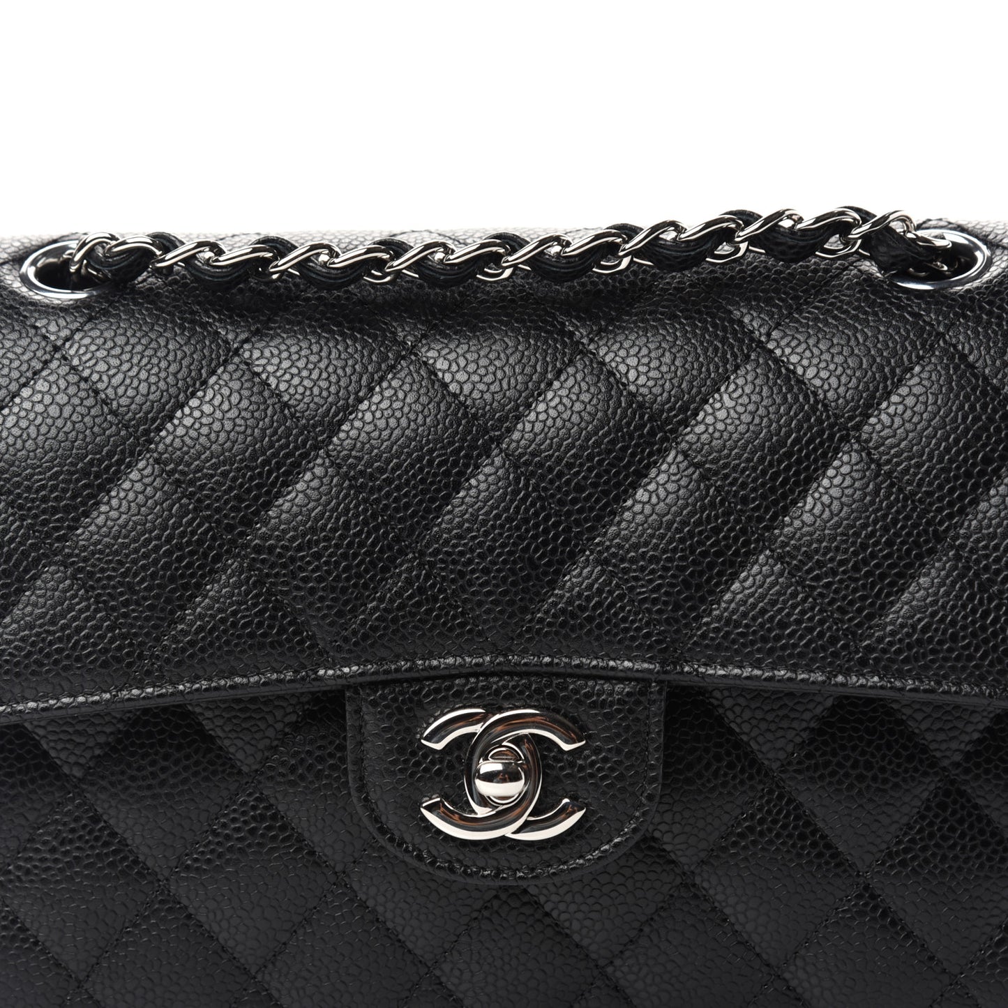 Caviar Quilted Small Double Flap Black