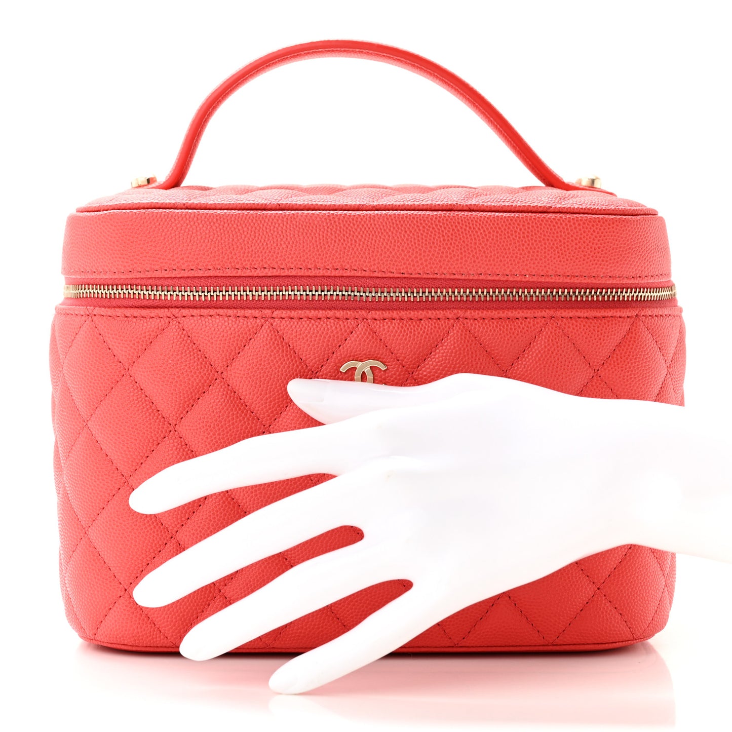 Caviar Quilted Large Vanity Pouch Red
