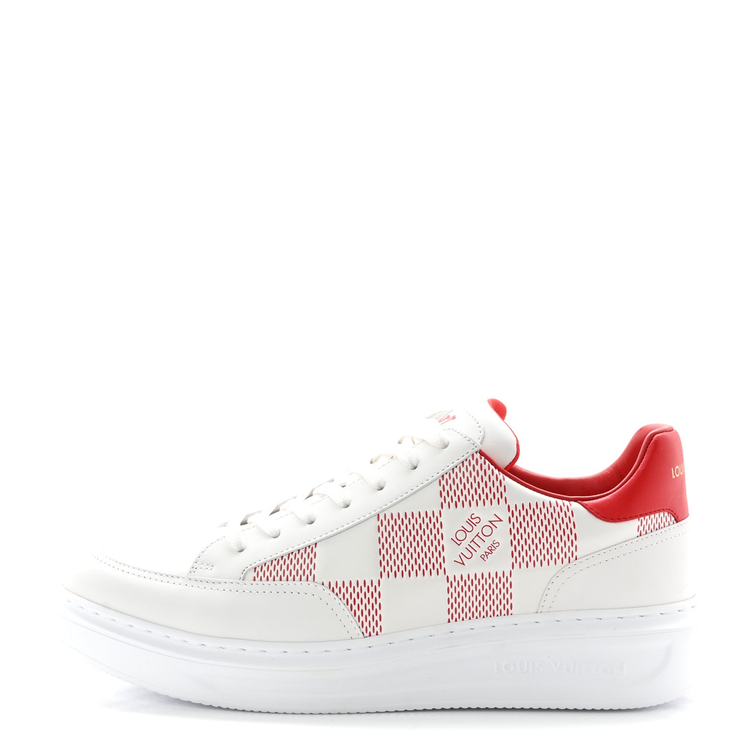 Louis Vuitton Damier Calfskin Mens Beverly Hills Sneakers 9 White Rouge 1 of 9