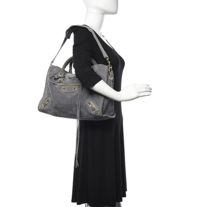 Balenciaga Baby Daim Suede Gold Metallic Edge Hardware City Gris Plomb 2 of 16