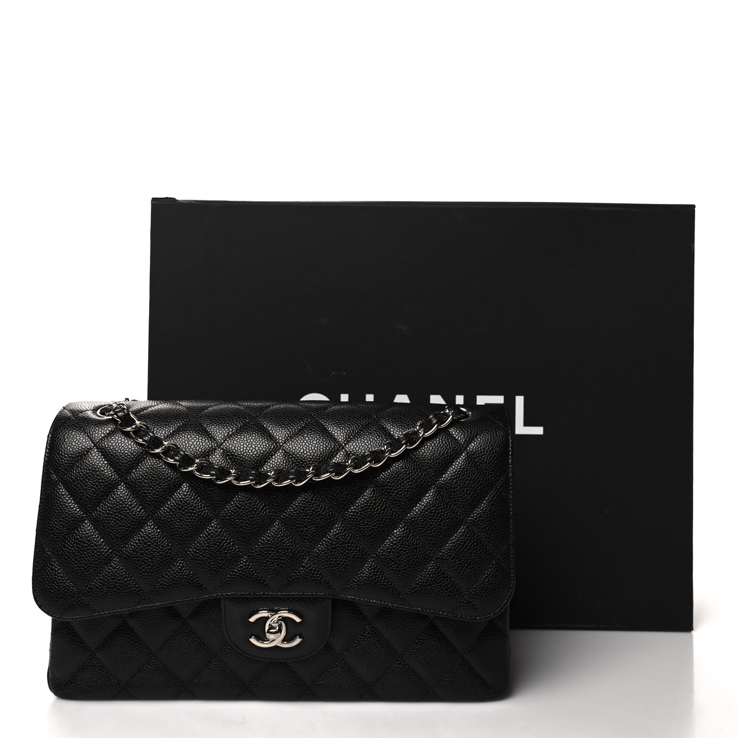 Caviar Quilted Jumbo Double Flap Black