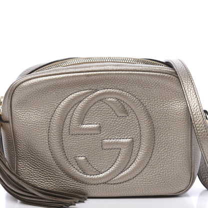 Gucci Metallic Pebbled Calfskin Small Soho Disco Bag Golden Beige 8 of 10