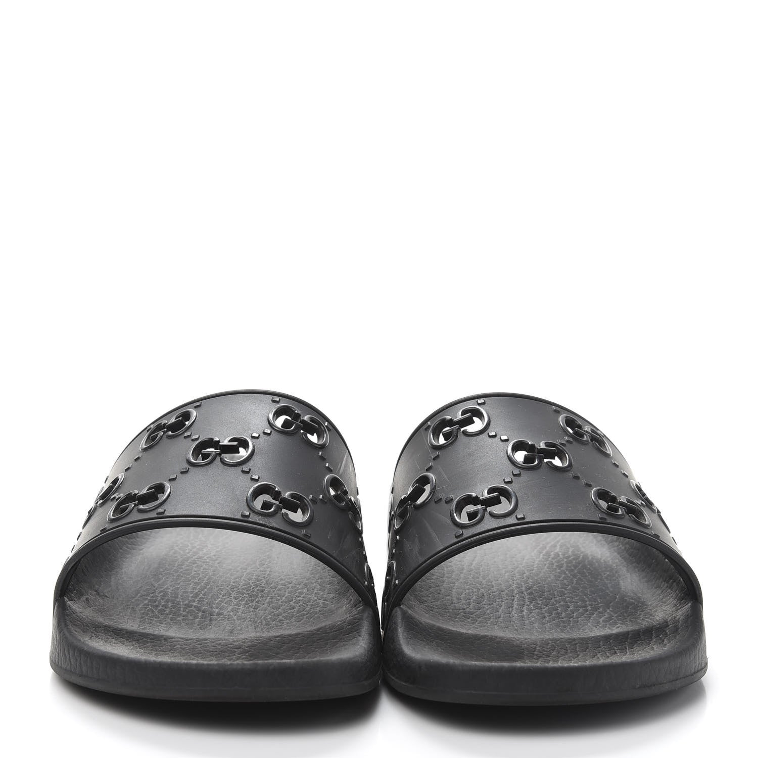 Gucci Rubber GG Monogram Mens Slide Sandals 8 Black 2 of 8