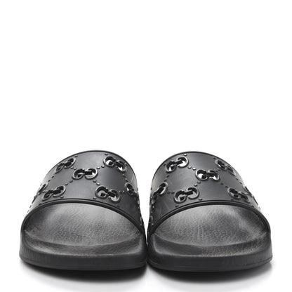 Gucci Rubber GG Monogram Mens Slide Sandals 8 Black 2 of 8