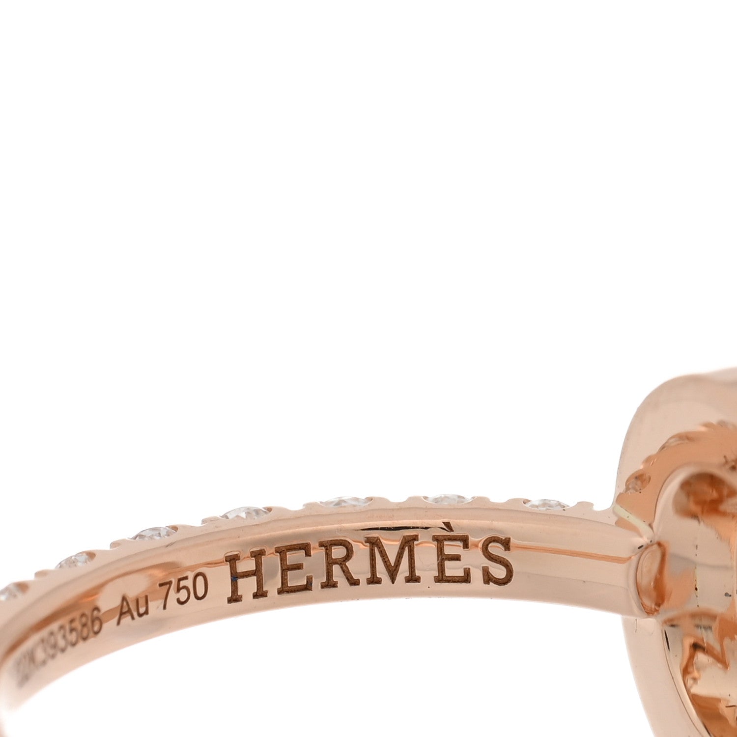 Hermes 18K Rose Gold Diamond Finesse Ring 50 5.5 4 of 5