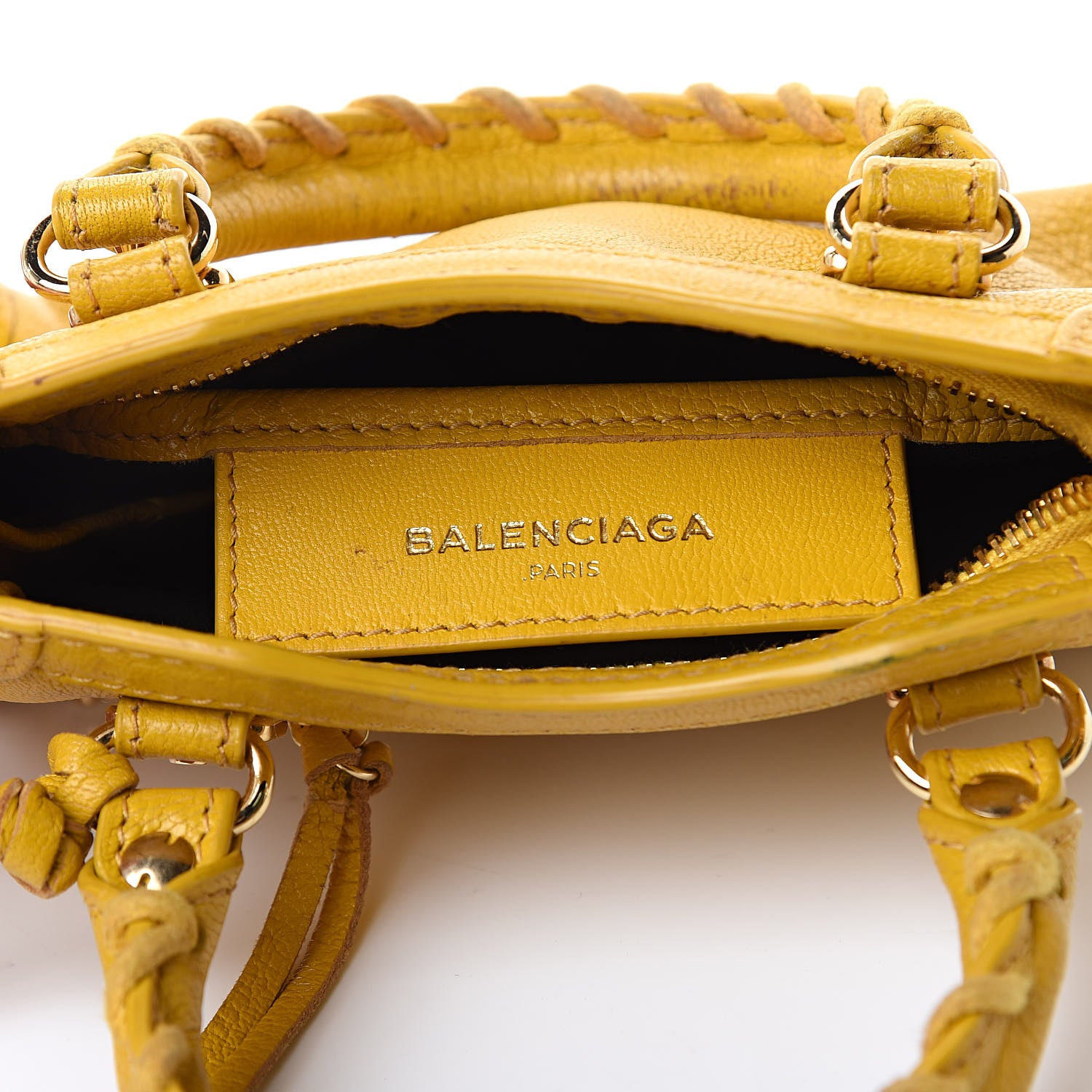 Balenciaga Chevre Silver Metallic Edge Hardware Nano City Jaune Epi 6 of 14