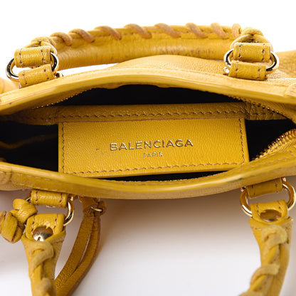 Balenciaga Chevre Silver Metallic Edge Hardware Nano City Jaune Epi 6 of 14