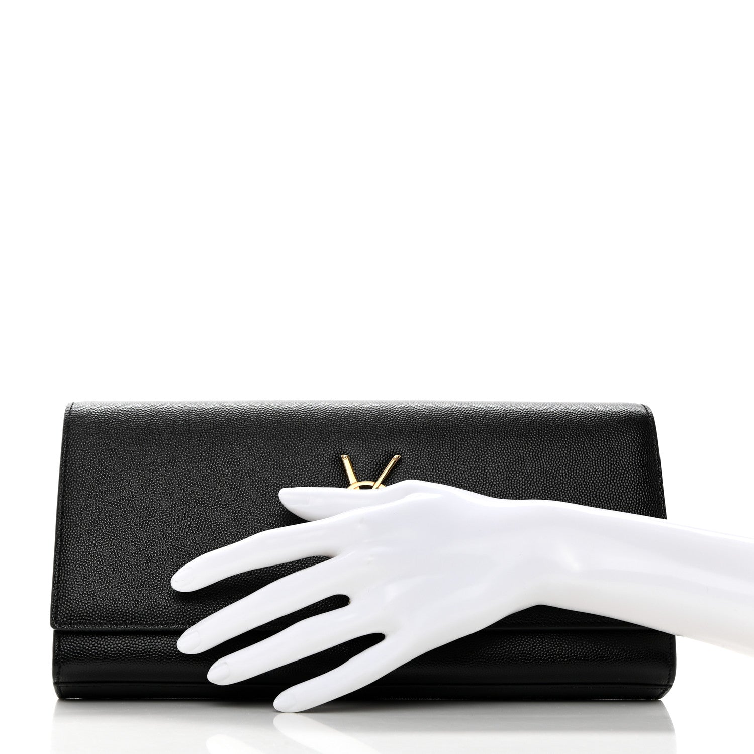 Saint Laurent Grain De Poudre Monogram Cassandre Clutch Black 2 of 9