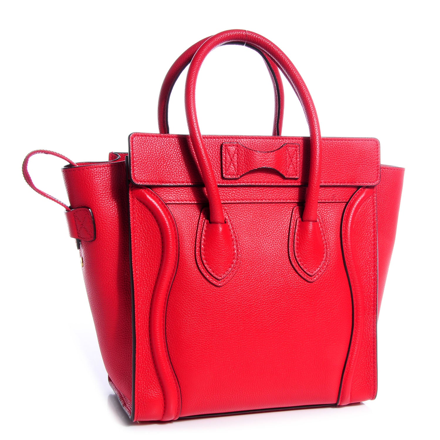 Celine Drummed Leather Micro Luggage Coquelicot 3 of 9