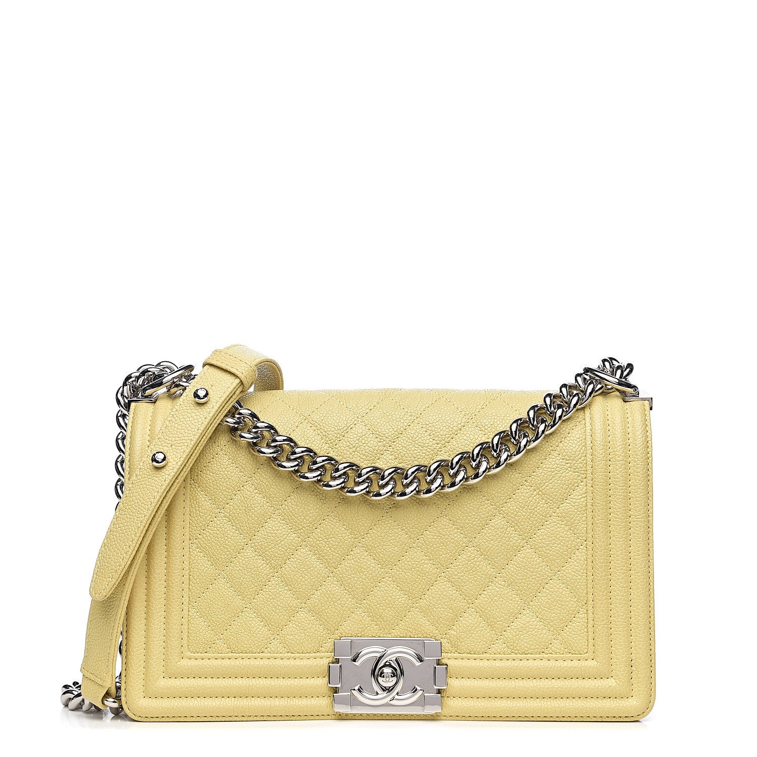 Chanel Caviar Quilted Medium Boy Flap Light Yellow 1 of 11