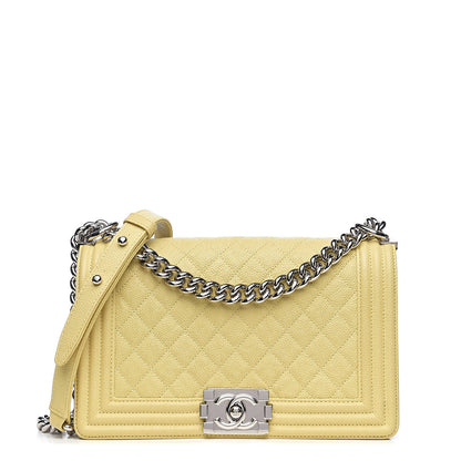 Chanel Caviar Quilted Medium Boy Flap Light Yellow 1 of 11