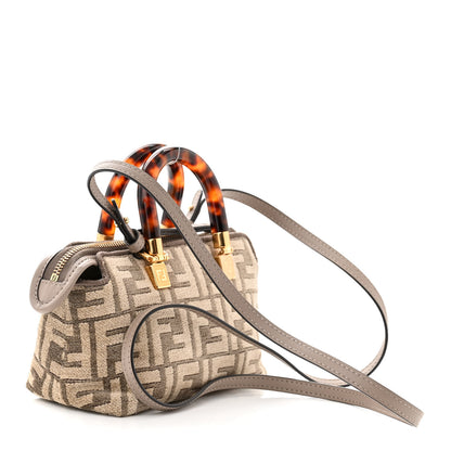 Fendi Chenille Vitello King Plexiglass FF Mini By The Way Top Handle Boston Bag Tortora Nuvola 3 of 11