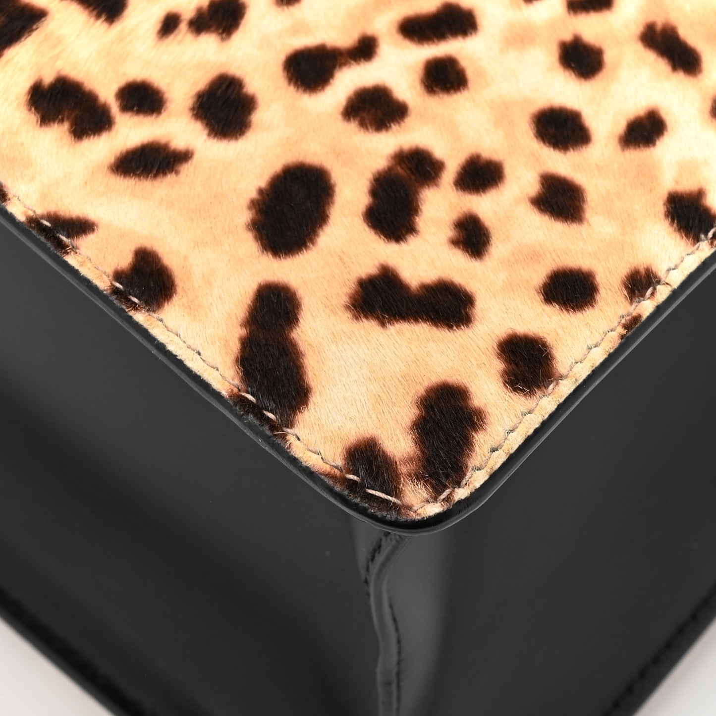 Calf Hair Leopard Print Medium Sylvie Top Handle Bag Naturale Black