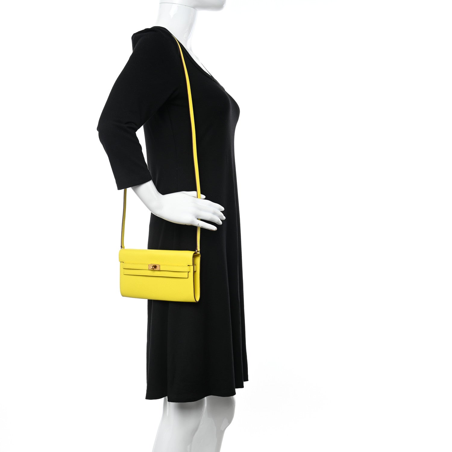 Hermes Chevre Mysore Kelly Wallet To Go Jaune Citron 3 of 10