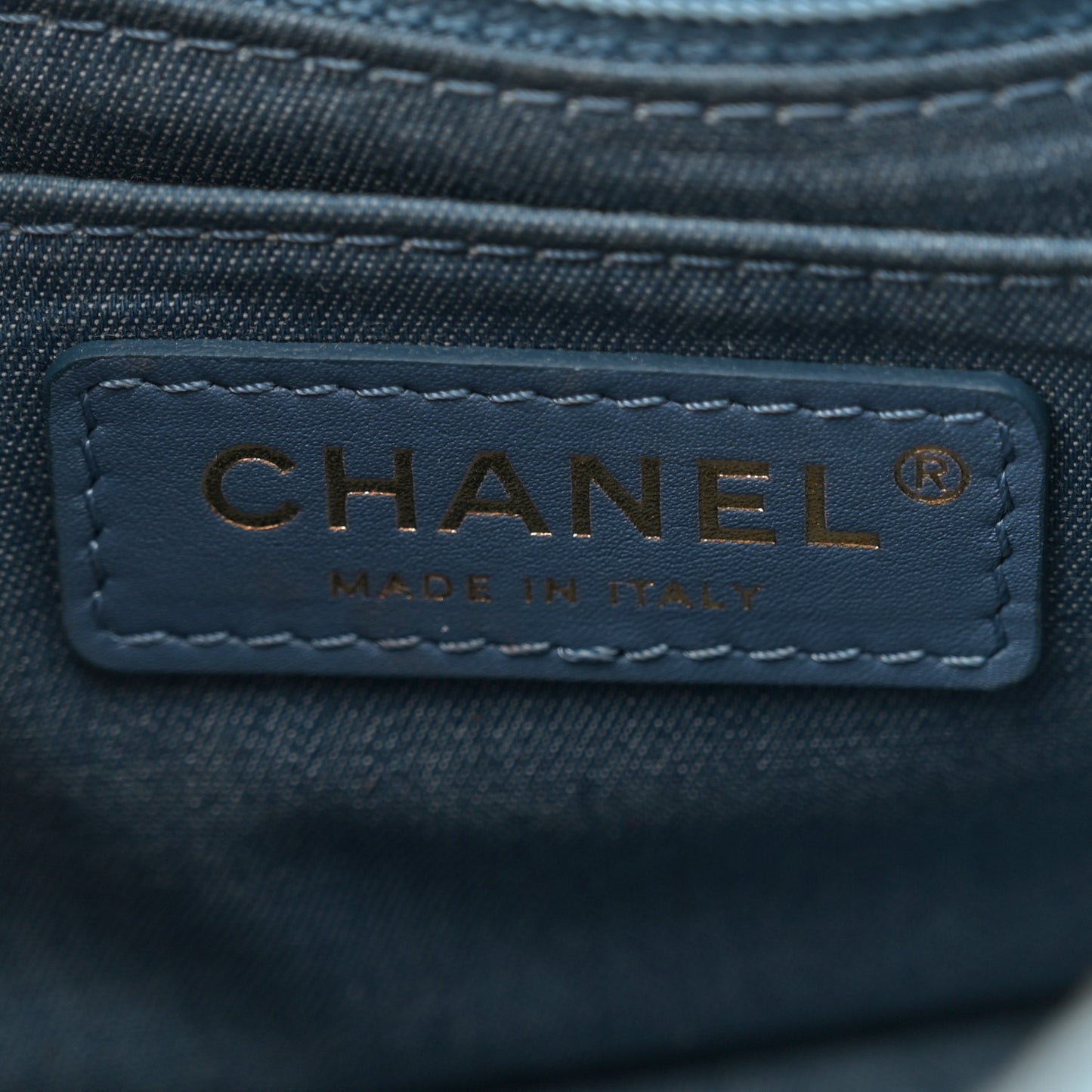 Denim Quilted Mini Pearl Crush Flap Blue