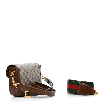 Gucci GG Supreme Monogram Web Mini Horsebit 1955 Shoulder Bag Beige Brown Sugar 3 of 10