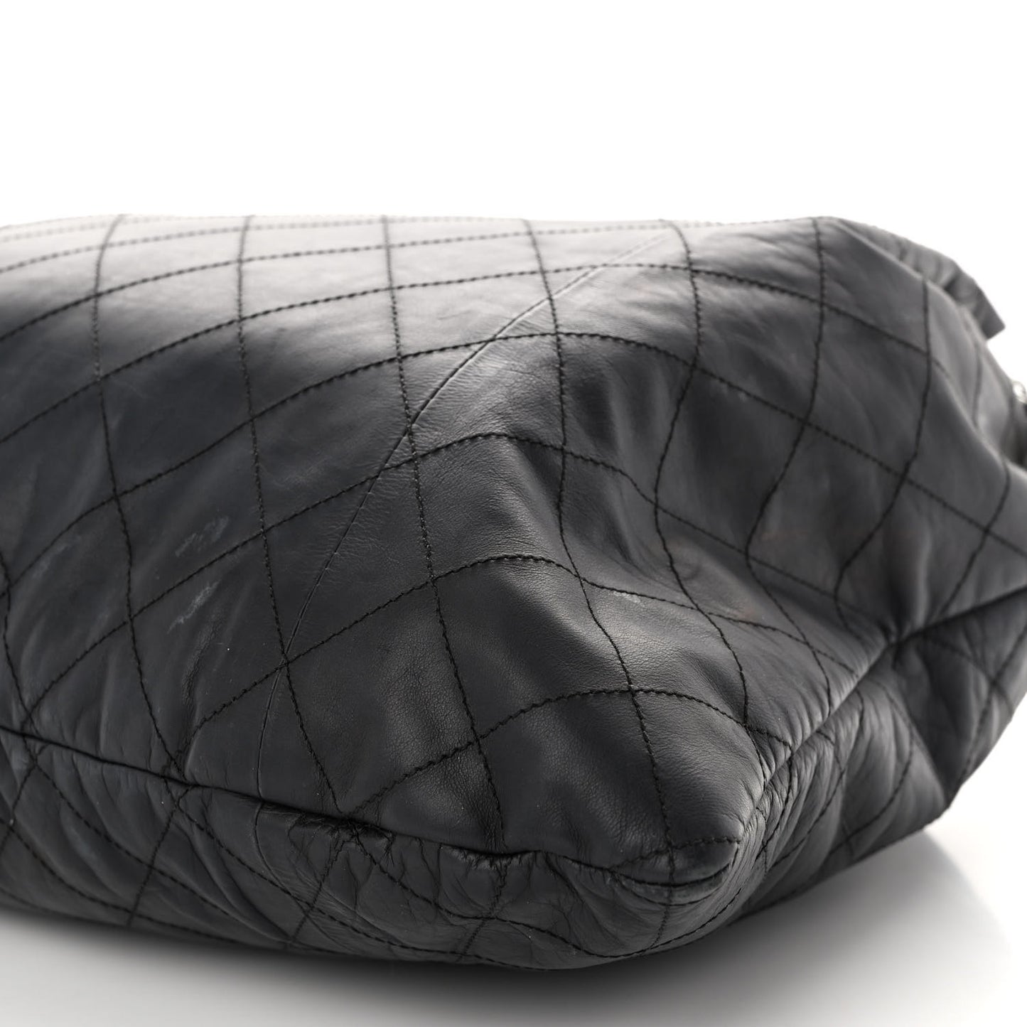 Calfskin Stitched Shoulder Bag Black
