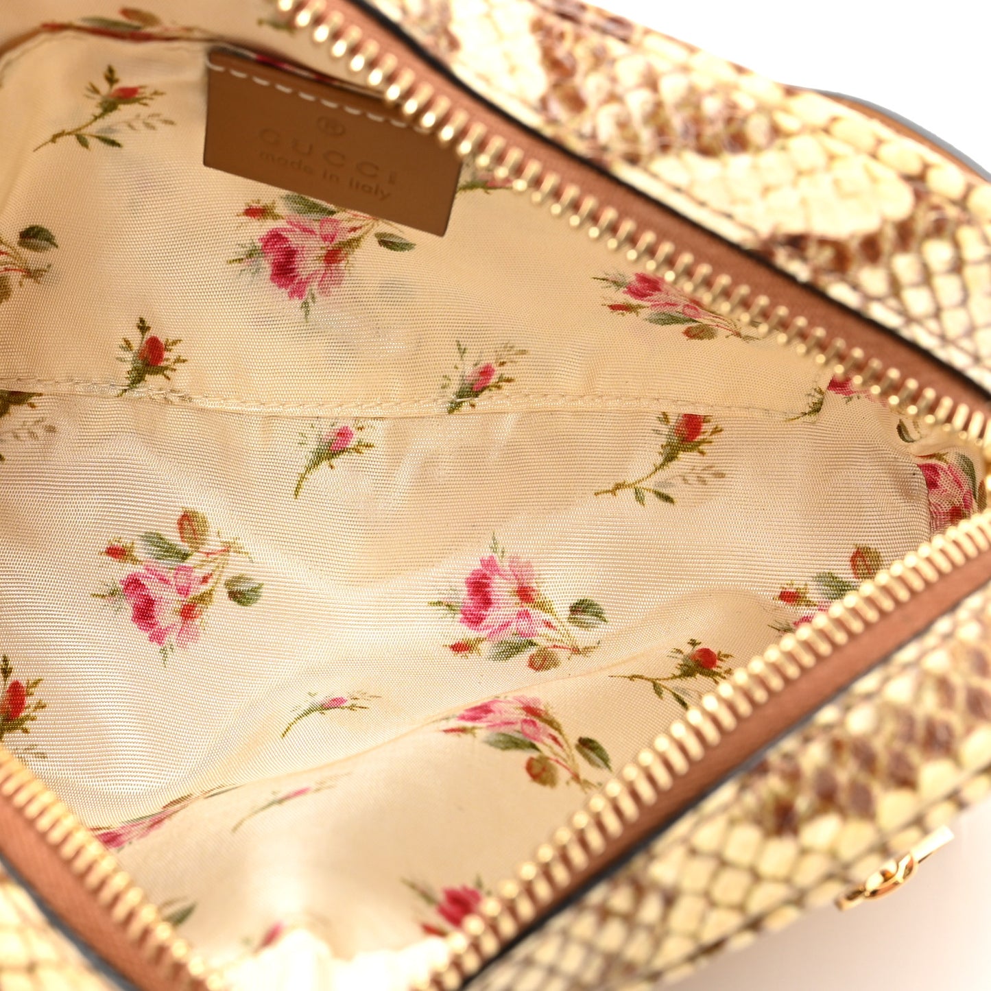 Raffia Elaphe Mini Ophidia Shoulder Bag Natural Cream Brown